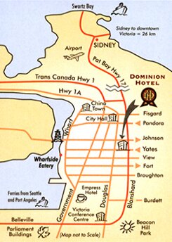 Map to the Dominion Hotel